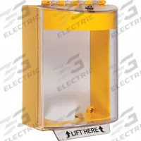 SAFETY TECHNOLOGY INTERNATIONAL Universal Stopper Cover: Polycarbonate, 4 in Overall Dp, STI-13210NY. Key specifications — Manufacturer Part Number: STI-13210NY; Brand: SAFETY TECHNOLOGY INTERNATIONAL; Color: Clear; For Location: Indoor; For Use With: Dual Action Pull Stations; IP Rating: IP56; Includes: Mounting Hardware; Legend: LIFT HERE.