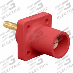 Single Pole Receptacle: Red, Straight Taper Nose Mating, Threaded Stud Termination, 600V AC/600V DC (MPN 16R23-4UR). Key specifications — Series: 16; Receptacle Gender: Male; Brand: LEVITON.