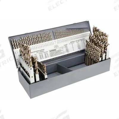CLE-LINE Jobber Length Drill Bit Set: 115 Pc, 1/16" to 1/2" by 64ths, #60 to #1 - Cobalt Jobber-Length Drill Bit Sets