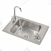 ELKAY Classroom Sink: Single Manual Handle, Lever, 25 in Overall Lg, 17 in Overall Wd, Brushed Satin (MPN CDKAD2517VRC). Key specifications — Brand: ELKAY; Sink Material: Stainless Steel.