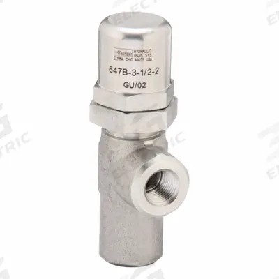 Parker Pressure Control Valve: 10 gpm, 90 psi Max Set, Stainless Steel - Soft-Seat Pressure Control Valves
