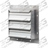 17"H-W 5.75"L Aluminum Wall Shutter: For 12 in Fan, Single Panel, 17 in H, 17 in W, 2 1/2 in D, Wall (MPN 53DR12). Key specifications — Airflow Direction: Horizontal; Blade Type: Flat Blade; Brand: DAYTON; Maximum Air Velocity: 2500 fpm; Mounting Position: Vertical.