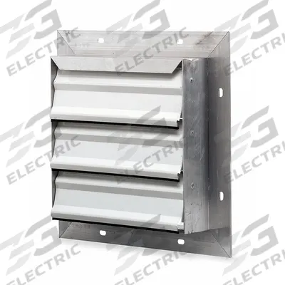Dayton 17"H-W 5.75"L Aluminum Wall Shutter: For 12 in Fan, Single Panel, 17 in H - Wall-Mount Backdraft Dampers
