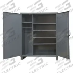 DURHAM MFG Storage Cabinet: 48 in x 24 in x 78 in, 5 Shelves, Swing Handle & Padlock Hasp, Shelves (MPN HDWC244878-5S95). Key specifications — attr113683: 18 in x 19-5/16 in; (4) 27-1/16 in x 20-7/8 in; attr113700: Adjustable; attr113673: Frame; attr113674: Gray; attr113686: No; attr113685: Assembled; attr113675: Shelves.