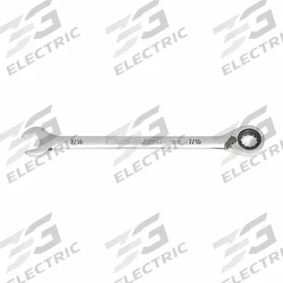 GEARWRENCH Combination Ratcheting Wrench: Alloy Steel, Full Polish Chrome, 7/16 in Head Size - SAE 12-Point Ratcheting Combination Wrenches