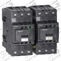 SCHNEIDER IEC Magnetic Contactor: Reversing, 3 Poles, 3NO Contacts, 50 A, 24V DC Coil (MPN LC2D50ABBE). Key specifications — Brand: SCHNEIDER; Integrated Surge Suppression: No.