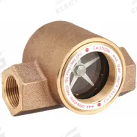 DWYER Window Sight Flow Indicator with Impeller: Rotor, Bronze, 1 1/2 in FNPT, FNPT, Tempered Glass (MPN SFI-100-1-1/2). Key specifications — For Media Type: Glycol; Brand: DWYER; Sight Material: Tempered Glass; Connection Type: FNPT; Flow Direction: Vertical Up; Seal Material: Buna-N; Wetted Material: Buna-N.