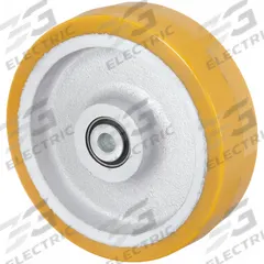 APPROVED VENDOR Caster Wheel: 10 in Wheel Dia., 2 1/2 in Wheel Wd, Polyurethane, Iron, Std, Yellow (MPN P-UY-100x025/075K). Key specifications — Brand: APPROVED VENDOR; Wheel/Tread Color: Yellow.