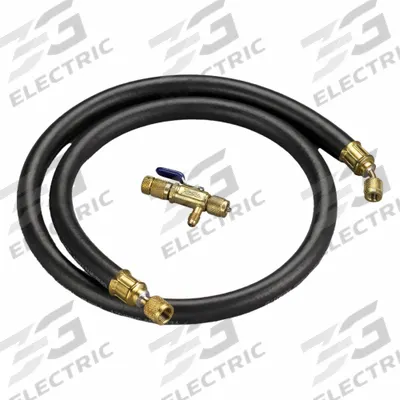 YELLOW JACKET Hose Set: 5 ft Lg, 45° Angle, Black, Single Hose - Charging Hoses