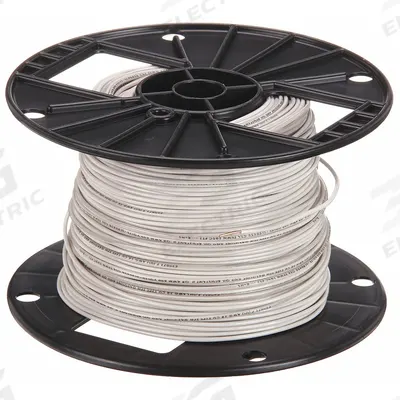 SOUTHWIRE Building Wire: Copper, 18 AWG, 1 Conductors, Solid, White, 500 ft Lg - Copper TFN/TFFN Building Wires