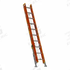 WERNER Extension Ladder: 20 ft Ladder Size, Fiberglass, 300 lb Load Capacity, 65 lb Wt, 2 Sections (MPN D6220-2L). Key specifications — Color: Orange; Brand: WERNER; Included Features: V-Rung; Removable Fly: Removable.