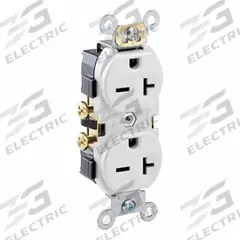 LEVITON Duplex Receptacle Outlet: Duplex, 6-20, White, 250V AC, 20 A, 2 Pole / 3 Wire (MPN 5822-W)