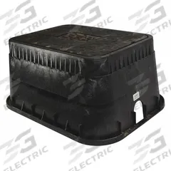 NDS Meter Box: Polyolefin, Rectangular, 12 in Overall Ht, 16 1/4 in Overall Wd, 21 1/2 in Overall Lg (MPN D1200-DICIR). Key specifications — Brand: NDS; Material: Polyolefin; Color: Black.