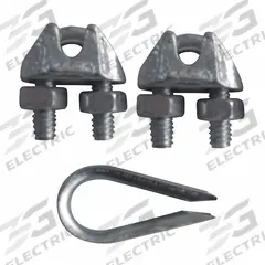 DAYTON Wire Rope U-Bolt Clip and Thimble Kit: 1/8 in Compatible Rope Dia, 3 1/4 in Rope Turnback Lg (MPN 1DKK4). Key specifications — Clip Material: Steel; Thimble Material: Steel; Brand: DAYTON.