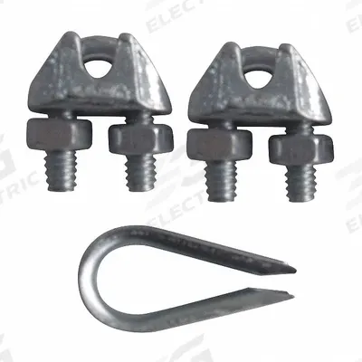 Dayton Wire Rope U-Bolt Clip and Thimble Kit: 1/8 in Compatible Rope Dia - Clip & Thimble Kits