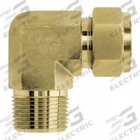 BRENNAN INDUSTRIES Compression Fitting Elbow: 3/8 in OD x 1/4 in Pipe Size, Tube x MNPT, Brass (MPN N2501-06-04-B). Key specifications — Compatible Fitting Brands: Parker A-LOK; Brand: BRENNAN INDUSTRIES; Series: N2501.
