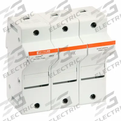 MERSEN Fuse Block: Finger-Safe, 3 Pole, 600 V AC, DIN Rail Mounting - UL Class J Fuse Blocks