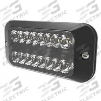 ECCO Strobe Light: Perimeter Flashing Warning Light, Amber/White, 5/8 in Overall Wd, LED, 12-24V DC (MPN ED3789AC). Key specifications — Operating Voltage: 12-24V DC; Number of Flash Patterns: 70; Includes: Mounting Hardware; Electrical Connection: Blunt Cut Wires; Mount Type: Bolt; Brand: ECCO; Shape: Rectangular.