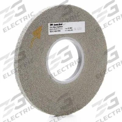SCOTCH-BRITE Convolute Wheel: 8 in Dia x 1/2 in W, 3 in Arbor, Aluminum Oxide, Medium - Deburring Wheels for Carbon Steel & Soft Metals