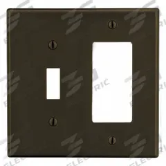 HUBBELL Wall Plate: Combo, 2 Gang, Brown, Midsize Size (MPN PJ126). Key specifications — Brand: HUBBELL; Material: Polycarbonate.