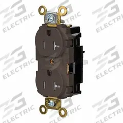 HUBBELL Receptacle: Duplex, 5-20, Brown, 125V AC, 20 A, 2 Pole / 3 Wire (MPN HBL5362STTR)