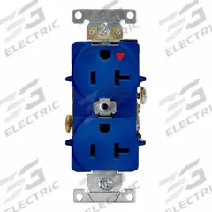 LEVITON Isolated Ground Duplex Receptacle Outlet: Duplex, 5-20, Blue, 125V AC, 20 A, 2 Pole / 3 Wire (MPN 5362-BIG)