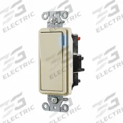 HUBBELL Wall Switch: Rocker Switch, Single Pole, Maintained, Ivory, 120/277V AC, 20 A (MPN DS120STILI). Key specifications — Illuminated: Yes; Voltage Rating: 120/277V AC.