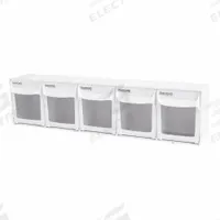 DIAMOND STORAGE SOLUTIONS Tip-Out Bin: 4 3/4 in x 23 3/4 in x 6 in, Wall, Stacking Capable, 5 Bins (MPN 3030-5-BIN-2). Key specifications — Brand: DIAMOND STORAGE SOLUTIONS.