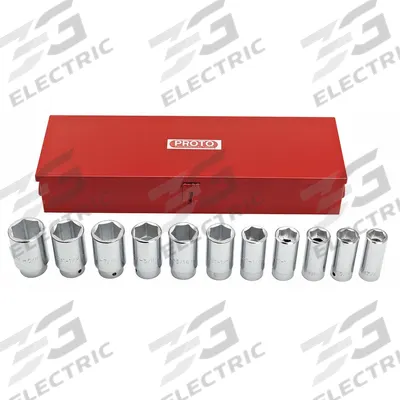 PROTO Socket Set: 3/4 in Drive, 11 Piece, 6-Point, SAE - SAE & Metric Socket Sets