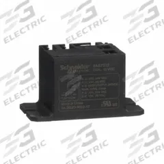 SCHNEIDER Enclosed Power Relay: Surface (Top Flange) Mounted, 12V DC, SPDT, 5 Pins/Terminals (MPN 9AS7D12). Key specifications — Brand: SCHNEIDER; Base Type: Square; Mounting Style: Panel Flange; Electrical Connection: Faston Terminal; Manufacturer Part Number: 9AS7D12; Operating Current: 30 A at 240V AC (NO); Series: 9A Power Series.