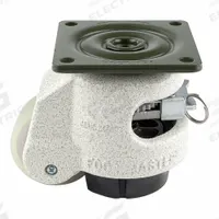 FOOT MASTER Plate Caster: Polyurethane Tread, 50 mm Wheel Dia, 82 mm Mounting Ht, Medium Duty (MPN GDR-60-F-HUP). Key specifications — Brand: FOOT MASTER; Frame Color: White.