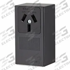 LEVITON Receptacle: Single, 10-50, Black, 125/250V AC, 50 A, 3 Pole / 3 Wire (MPN 5050-P00)