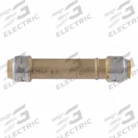 SHARKBITE MAX Push-Fit Adapter Fitting: 1/2 in OD x 1/2 in OD Size, Brass, Coupling (MPN UR3008). Key specifications — Brand: SHARKBITE MAX.