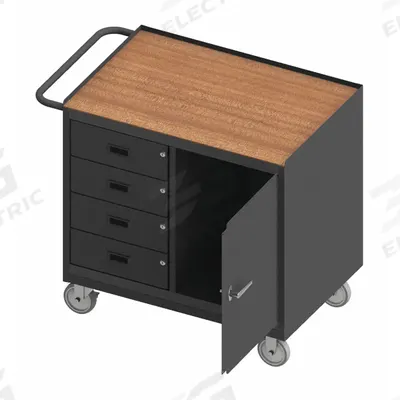 DURHAM MFG Mobile Cabinet Workbench: 36 in x 24 in, Hardboard, 1,200 lb Overall Load Capacity - Mobile Cabinet Benches with Drawers