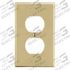 HUBBELL Wall Plate: Duplex Outlet, 1 Gang, Ivory, Midsize Size (MPN PJ8I). Key specifications — Brand: HUBBELL; Material: Polycarbonate.