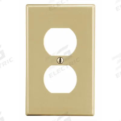 HUBBELL Wall Plate: Duplex Outlet, 1 Gang, Ivory - General Purpose Wall Plates