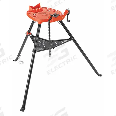 RIDGID Portable Chain Vise: Folding Leg, 0.13 in – 6 in Pipe Size Range, 48 in Max Ht - Portable Chain Vises