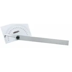 INSIZE Protractor: 8.110in Blade Lg, 0°to 180°, 1° Graduations, +/-0.3° Accuracy, Steel (MPN 4781-85A). Key specifications — attr1182193: Steel; attr1182194: +/-0.3°; attr1182195: 8.110in; attr1182198: 1°; attr1182218: INSIZE.