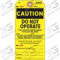 ELECTROMARK Caution Tag: Caution, Danger Do Not Operate, Attached To/Date/Reason/Signed, English (MPN Y602697)