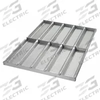 CHICAGO METALLIC Sub Sandwich Roll Pan: Aluminized Steel, 10 Slots, 17 3/4 in Overall Wd, Silver (MPN 49015). Key specifications — Pan Style: Full-Size Sub Sandwich Roll Pan; Brand: CHICAGO METALLIC; Color: Silver; Material: Aluminized Steel; NSF Certified: No; Number of Slots: 10.