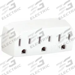 GE Plug Adapter: 3 Outlet, 0 USB Ports, White (MPN 52203-CS1). Key specifications — Brand: GE; Adapter Voltage Rating: 125V AC.
