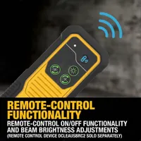 DEWALT Dot Laser: 2 Lines and 2 Dots, Green Beam, 100 - 200 ft Range w/o detector, 2 Lines, 2 Dots (MPN DCLE14221GB). Key specifications — attr934757: DEWALT; attr936112: ±1/8 in @ 33 ft; attr936114: Pendulum Self-Leveling; attr935981: Mounting Plate.