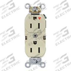 LEVITON Receptacle: Duplex, 5-15, Ivory, 125V AC, 15 A, 2 Pole / 3 Wire (MPN 5262-IGI)