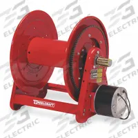REELCRAFT Electric Motor Driven Hose Reel: 200 ft (1/2 in I.D.), 3,000 psi Max Op Pressure, Iron (MPN EA32112 M12D). Key specifications — Motor Type: Magnetic; Swivel Material: Iron; Hose Capacity: 200 ft (1/2 in I.D.); Overall Dimensions: 17-3/4 in L x 23-7/8 in W x 20-1/4 in H; Brand: REELCRAFT.