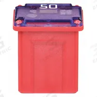 BUSSMANN Automotive Fuse: FMX Series, Red, Female, Cartridge, Time-Delay, 50 A, 32 V DC, FMX | JCAS (MPN FMX-50LP). Key specifications — Series: FMX; Brand: BUSSMANN; Equivalent Fuse Series: FMX & JCAS.