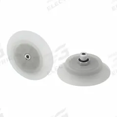 SCHMALZ Vacuum Pad Assembly: Flat, G1/4 in Vacuum Port, 98.1 mm Pad Dia, Food Grade Silicone Rubber (MPN 10.01.01.14070). Key specifications — attr1019136: 10.01.01.14070; attr1019138: SCHMALZ; attr1019139: 55 A.