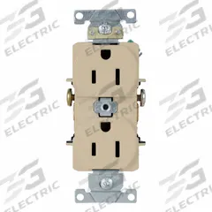 LEVITON Duplex Receptacle/Outlet, 15 Amp: Duplex, 5-15, Ivory, 125V AC, 15 A, 2 Pole / 3 Wire (MPN 5242-I)