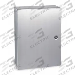 WIEGMANN Enclosure: 304 Stainless Steel, 30 in x 30 in x 8 in, NEMA 12/13/3R/4/4X, Solid Cover (MPN N412303008SSC). Key specifications — Brand: WIEGMANN; Closure Method: 1/4-Turn Latch; Enclosure Material: 304 Stainless Steel; Knockouts: Not Included.