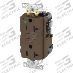 LEVITON Modular Receptacle: Hospital Grade Fed. Spec., Decorator Duplex, 5-20R, Brown, GFCI, 125V AC (MPN MGFN2-HG)