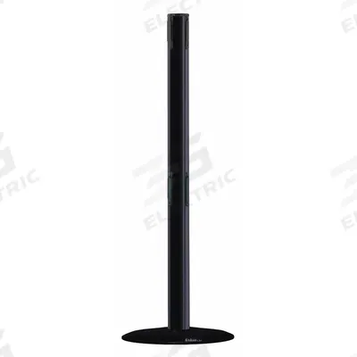 TENSABARRIER Dual Belt Receiver Post: Round Flat, 38 in Post Ht, Black, Stainless Steel - Flat-Base Receiver Posts for Retractable Belt Barriers
